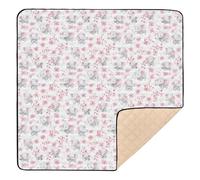 Tapis de jeu simple et épais doux et épais pour bébé, motif fleurs éléphants, safari, tapis de divertissement pour bébés, enfants, tout-petits, nourrissons, 127 x 127 cm