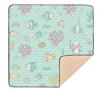 Tapis de jeu sous l'eau en forme de poisson corail doux rembourré pour bébé, tapis de jeu imperméable pour bébé, enfant, tout-petit, nourrisson, 127 x 127 cm