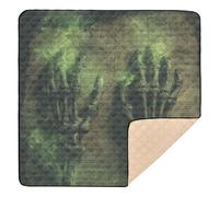 Tapis de jeu squelettique doux et épais avec mains sur le vieux manuscrit pour l'intérieur et l'extérieur, tapis d'activité pour nouveau-nés, bébés, nourrissons, tout-petits, 127 x 127 cm