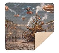 Tapis de jeu Steampunk Art de Noël en mousse souple pour l'intérieur et l'extérieur, imperméable, pour nouveau-nés, bébés, nourrissons, tout-petits, 127 x 127 cm