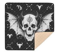 Tapis de jeu tendance noir et blanc avec tête de mort et constellation pour bébé, tapis de jeu pliable pour le sol, tapis d'activité confortable pour bébés, nourrissons et tout-petits, 127 x 127 cm