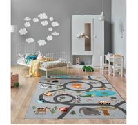 Tapis de jeu - THE CARPET - Happy Life - Rues & Animaux - Gris - 80x150 cm