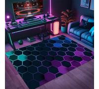 Tapis de Jeu Visuel 3D Coloré, Tapis Moderne Illusion d'optique Géométrique Cool, Rug Chambre Antidérapant, pour Chambre d'adolescent, Cuisine Couloir Paillasson Carpet (Color 2,120x160cm)