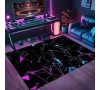 Tapis de Jeu Visuel 3D Coloré, Tapis Moderne Illusion d'optique Géométrique Cool, Rug Chambre Antidérapant, pour Chambre d'adolescent, Cuisine Couloir Paillasson Carpet (Color 5,50x80cm)