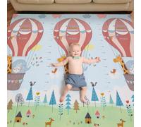 Tapis de Jeux Bébé, 180 x 160 cm, Tapis d'éveil pour Bébé, Tapis sol Enfant XXL en Mousse Epais Pliable Reversible, Imperméable, Tapis de Motricité Favorisant Le Développement Sensoriel Cadeau bébé