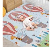 Tapis de Jeux Bébé, 200x 180 cm, Tapis d'éveil pour Bébé, Tapis sol Enfant XXL en Mousse Epais Pliable Reversible, Imperméable, Tapis de Motricité Favorisant Le Développement Sensoriel Cadeau bébé