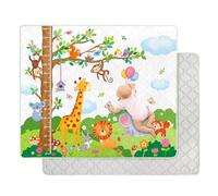 Tapis de Jeux Bebe Pliable 150×180cm, Épaissi 2cm Tapis d'eveil Bebe, Lavable en Machine, Antidérapant Tapis sol Bebe Tapis Chambre Enfant Applicable à Intérieur/Extérieur/Clôture(Animaux Prairies)