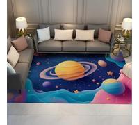 Tapis de l’Espace 140x200cm Univers Thème planète du système Solaire Tapis Ciel Bleu Étoilé Dessin animé Rug nurserie Chambre Décoration du Tapis de Sol Salle de Classe