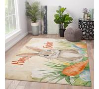 Tapis de la Bonne Zone de Pâques 60x110cm Fleurs de Printemps Rugs de Lapin d’entrée en Forme de Lapin Carotte paillassons intérieurs extérieurs Tapis Doux Lavable pour Cuisine Chambre