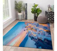 Tapis de la Zone couchant de Soleil 120x180cm Rugs lavables Maisons Blanches méditerranéennes Fins Vue sur l’océan Tapis intérieur de rêve pour Chambre Salle à Manger Maison Café
