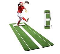 Tapis de lancer de softball 3 x 0,9 m avec support en caoutchouc, gazon anti-décoloration et fond en caoutchouc antidérapant, idéal pour l'entraînement rapide et la pratique du lancer