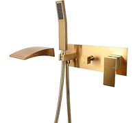 Tapis de lavabo de Salle de Bain, baignoires Noires Ensemble de Douche à Robinet de Robinet Bath Baignoire avec Douche Cascade avec Douche à Main, Jeu de Douche de Luxe Mural, Noir ()