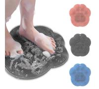 Tapis de lavage des pieds de douche, lave-dos, tapis de douche exfoliant, ventouse murale antidérapante, pieds exfoliants et massants, pas besoin de se baisser, nettoyage facil gray and pink 2 pièces