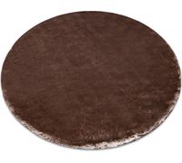 Tapis de lavage moderne LAPIN circle shaggy, antidérapant ivoire / Chocolat marron roue 180 cm