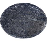 Tapis de lavage moderne LAPIN circle shaggy, antidérapant ivoire / noir noir cercle 100 cm