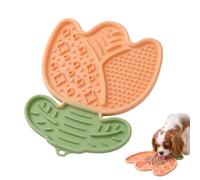 Tapis de Léchage Chien et Chat Gamelle Anti Glouton en Silicone avec Ventouses Puissantes, Forme de Tulipe pour Petit Moyen Chien et Chiot, Bol de Léchage Anti Étouffement, 26x20cm, Rose
