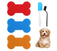Tapis De Léchage Chien,Minging 3 Pièces Tapis Lechage Chien Sans Bpa Pour Chien Et Chat Ventouse Tapis De Lechage Leche Chat Avec Spatule Et Brosse Ventouses Extra Fortes Tapis De Leche Pour Chien (C)