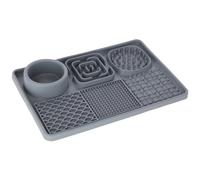 Kerbl Pet Tapis à lécher XL, pour Chiens et Chats, différentes Surfaces, écuelle intégrée, antidérapant, en Silicone, Gris,30x20 cm