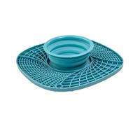 Tapis de léchage pour animal de compagnie, gamelle pliable en silicone avec tapis à lécher intégré, pour alimentation lente, anti-étouffement, voyage, camping, vert foncé