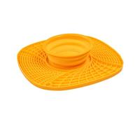 Tapis de léchage pour animal de compagnie, gamelle pliable en silicone avec tapis à lécher intégré, pour alimentation lente, anti-étouffement, voyage, camping - Orange