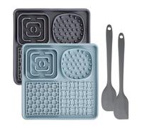 Tapis de léchage pour Chien et Chat en Silicone,4 Zones séparées avec ventouses antidérapantes spatule Incluse idéal pour réduire l’anxiété, ralentir l’Alimentation et stimuler Le comportemen
