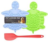 Tapis de Leche Chien, 2 pièces Tapis lechage pour Chien avec Une Aspiration Super Forte pour Le Soin des Chiens, de l'entraînement et des Griffes (Tortue)