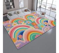 Tapis de l'enfant Abstrait Arche Fleurs Arc-en-Ciel Tapis rectangulaire, 180 x 240 cm Moquette de Chambre à Poils Ras, Rose Écologique Paillasson Intérieur - pour Chambre à Coucher de Salon