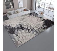 Tapis de l'enfant Abstrait Chrysanthème Floral Pétales Tapis rectangulaire, 60 x 90 cm Moquette de Chambre à Poils Ras, Gris Écologique Paillasson Intérieur - pour Chambre à Coucher de Salon