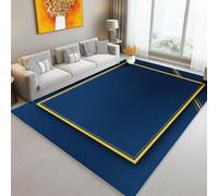 Tapis de l'enfant Abstrait Rectangles Cadres minimalistes Tapis rectangulaire, 60 x 90 cm Moquette de Chambre à Poils Ras, Bleu foncé Écologique Paillasson Intérieur - pour Chambre à Coucher de Salon