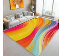 Tapis de l'enfant Affiche Moderne Courbes ondulées Texture Tapis rectangulaire, 60 x 90 cm Moquette de Chambre à Poils Ras, Coloré Écologique Paillasson Intérieur - pour Chambre à Coucher de Salon