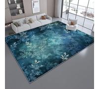 Tapis de l'enfant Aquarelle Dentelle Flocons de Neige d'hiver Tapis rectangulaire, 60 x 90 cm Moquette de Chambre à Poils Ras, Bleu-Vert Écologique Paillasson - pour Chambre à Coucher de Salon