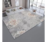 Tapis de l'enfant Aquarelle Vignes Plantes et Fleurs Tapis rectangulaire, 60 x 90 cm Moquette de Chambre à Poils Ras, Gris Écologique Paillasson Intérieur - pour Chambre à Coucher de Salon