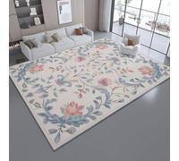 Tapis de l'enfant Art élégant Vignes Floral Tapis rectangulaire, 60 x 90 cm Moquette de Chambre à Poils Ras, Bleu Clair Écologique Paillasson Intérieur - pour Chambre à Coucher de Salon
