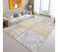 Tapis de l'enfant Bohème Géométrique Courbes rayées Tapis rectangulaire, 60 x 90 cm Moquette de Chambre à Poils Ras, Gris Écologique Paillasson Intérieur - pour Chambre à Coucher de Salon