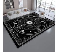 Tapis de l'enfant Dark Fantasy Corps célestes Étoiles Tapis rectangulaire, 60 x 90 cm Moquette de Chambre à Poils Ras, Noir Écologique Paillasson Intérieur - pour Chambre à Coucher de Salon