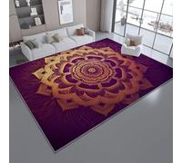 Tapis de l'enfant Délicat Géométrique Fleurs Mandalas Tapis rectangulaire, 80 x 150 cm Moquette de Chambre à Poils Ras, Violet Écologique Paillasson Intérieur - pour Chambre à Coucher de Salon