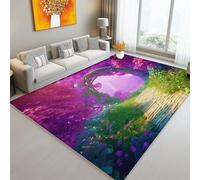 Tapis de l'enfant Fantastique Fleurs de Lilas Arches Tapis rectangulaire, 160 x 230 cm Moquette de Chambre à Poils Ras, Violet Écologique Paillasson Intérieur - pour Chambre à Coucher de Salon