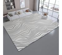Tapis de l'enfant Minimaliste Abstrait Courbes ondulées Tapis rectangulaire, 60 x 90 cm Moquette de Chambre à Poils Ras, Gris Écologique Paillasson Intérieur - pour Chambre à Coucher de Salon