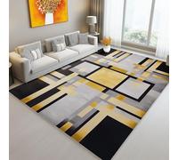 Tapis de l'enfant Rétro Abstrait Géométrie en Blocs Tapis rectangulaire, 60 x 90 cm Moquette de Chambre à Poils Ras, Gris Écologique Paillasson Intérieur - pour Chambre à Coucher de Salon