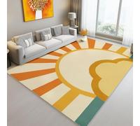 Tapis de l'enfant Simple Ensoleillé Lignes Tapis rectangulaire, 60 x 90 cm Moquette de Chambre à Poils Ras, Or Écologique Paillasson Intérieur - pour Chambre à Coucher de Salon