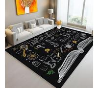 Tapis de l'enfant Simple Science Runes carnets de Croquis Tapis rectangulaire, 160 x 230 cm Moquette de Chambre à Poils Ras, Noir Écologique Paillasson Intérieur - pour Chambre à Coucher de Salon
