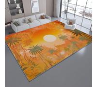 Tapis de l'enfant Tropical Luxuriant Arbres de la Jungle Tapis rectangulaire, 60 x 90 cm Moquette de Chambre à Poils Ras, Couleur Orange Écologique Paillasson - pour Chambre à Coucher de Salon