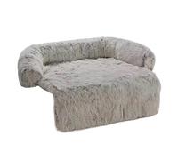 Tapis de lit Amovible en Peluche for Chien, Couverture Chaude d'hiver for Animaux Compagnie, antidérapant, Lavable, chenil, Chiot, Moyen et Petit, Accessoires(Gray,S 80x75x16cm)