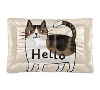 Tapis de lit Hello Cartoon mignon blanc pour chat et chien, doux, confortable, dessous antidérapant, tapis de niche pour chiens moyens/grands, 91,4 x 61 cm