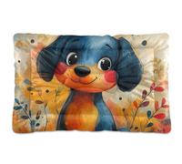 Tapis de lit lavable pour chien mignon à l'aquarelle - Doux et confortable - Dessous antidérapant - Pour chiens de taille moyenne et grande - 91,4 x 61 cm