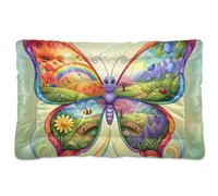 Tapis de lit lavable pour chien Motif papillon Collage de jardin antidérapant doux et confortable pour chiens de moyen/grande taille 91,4 x 61 cm