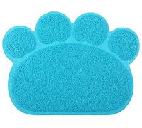 Tapis de litière en forme de patte pour chat - 40 x 30 cm - Bleu ciel profond