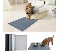 Tapis de litière en silicone pour chat, set de table antidérapant pour chiens et chats, tapis de litière pour piéger la litière, tapis en caoutchouc imperméable pour sol (gris, 48 x 30 cm)