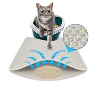 Tapis de Litière pour Chat Charly - Conception en Nid d'Abeille à Double Couche, Lavable, 61 x 38 cm, Gris