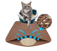 Tapis de Litière pour Chat Charly - Conception en Nid d'Abeille à Double Couche, Lavable, 76 x 61 cm, Marron